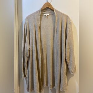 Eileen Fisher 3X Linen Lightweight Cardigan in Wheat